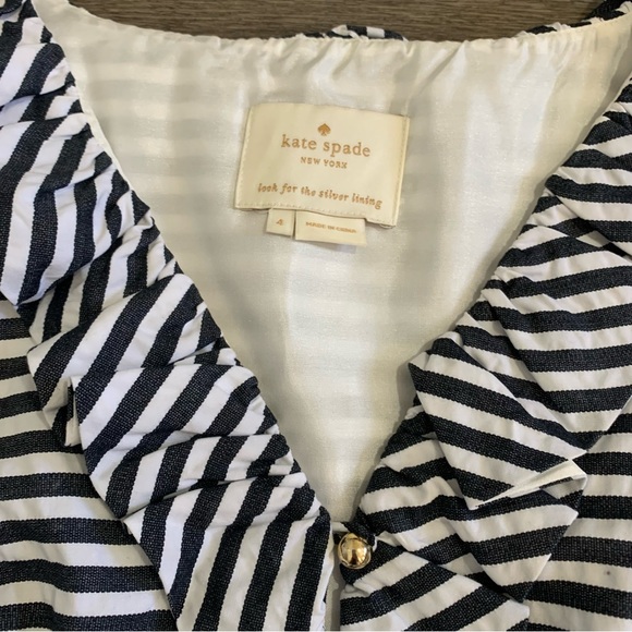Kate Spade New York Womens Cotton Striped Ruffled Sleeveless Dress Blue SZ4 EUC - Picture 11 of 11